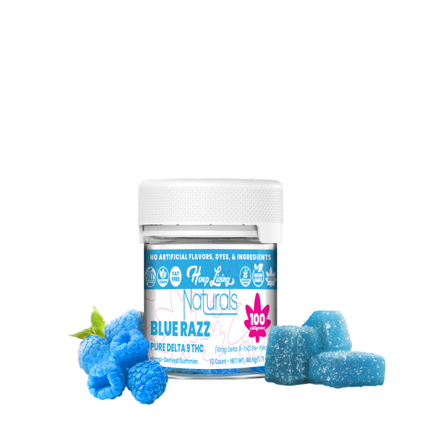 Hemp Living | PURE D9 10mg Blue Razz Gummies -10ct
