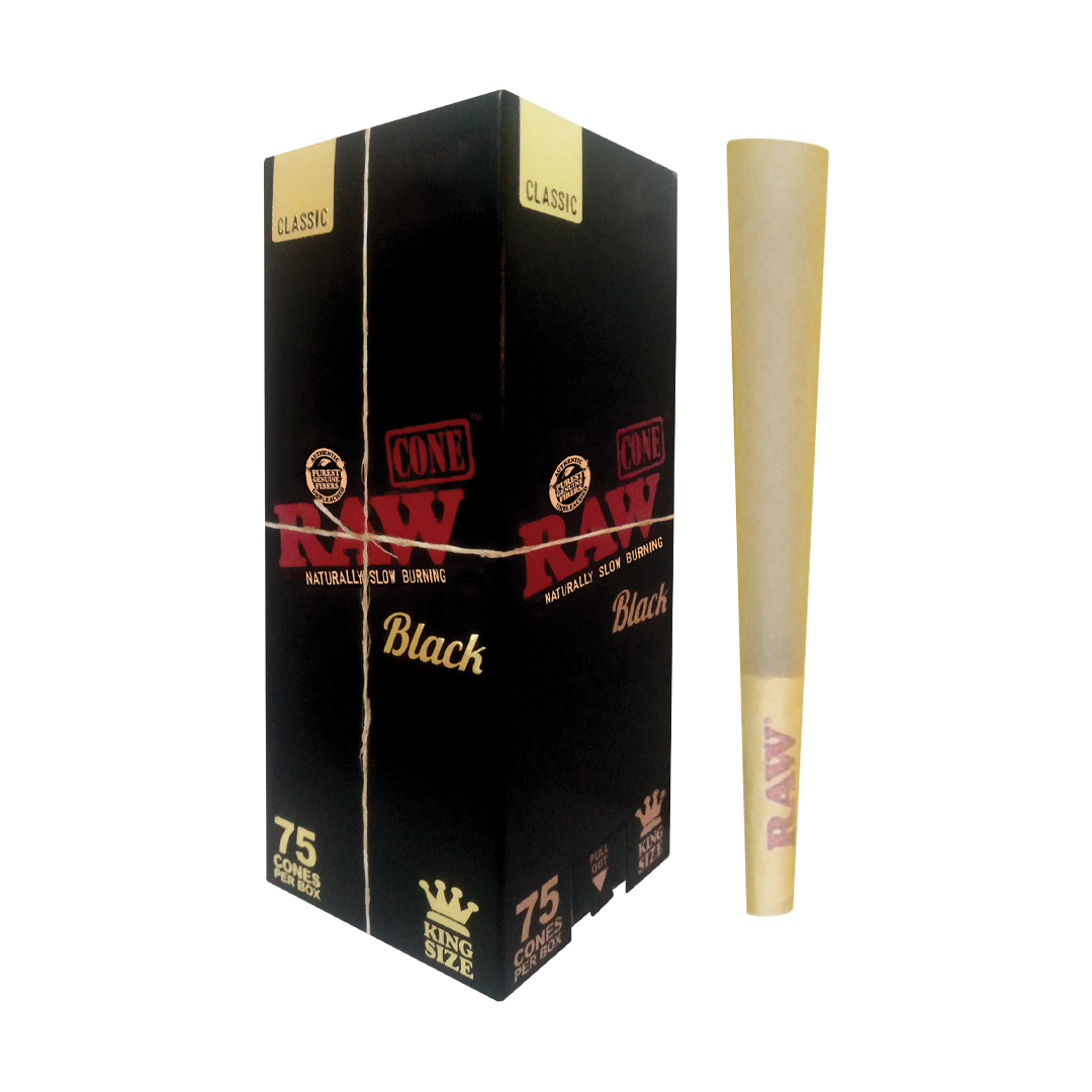 RAW | Black 75 Pack Cones - King