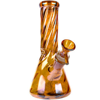 Glass House 8" Iridescent Twisted Beaker Bong - Rainbow