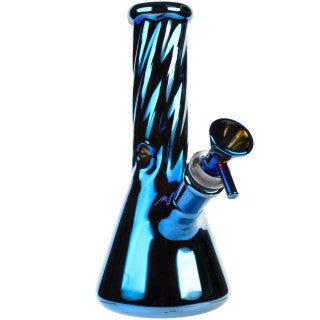 Glass House 8" Iridescent Twisted Beaker Bong - Rainbow