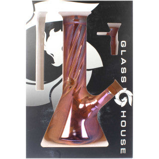 Glass House 8" Iridescent Twisted Beaker Bong - Rainbow