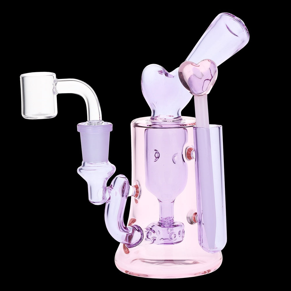 Lovely Heart Glass Dab Rig Set, 6.25”, 14mm
