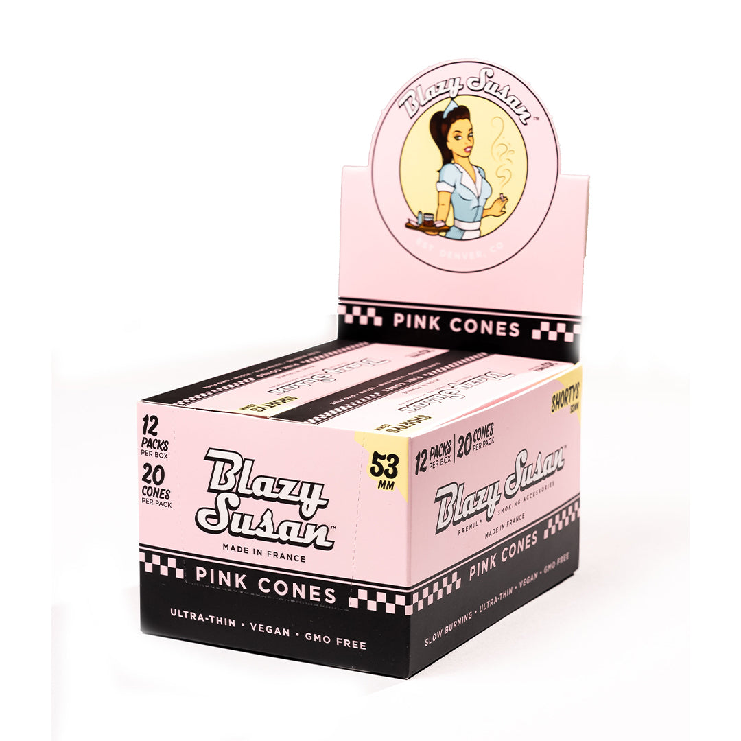 Blazy Susan Pink Paper Cones - Shorty 53mm (20 pack)