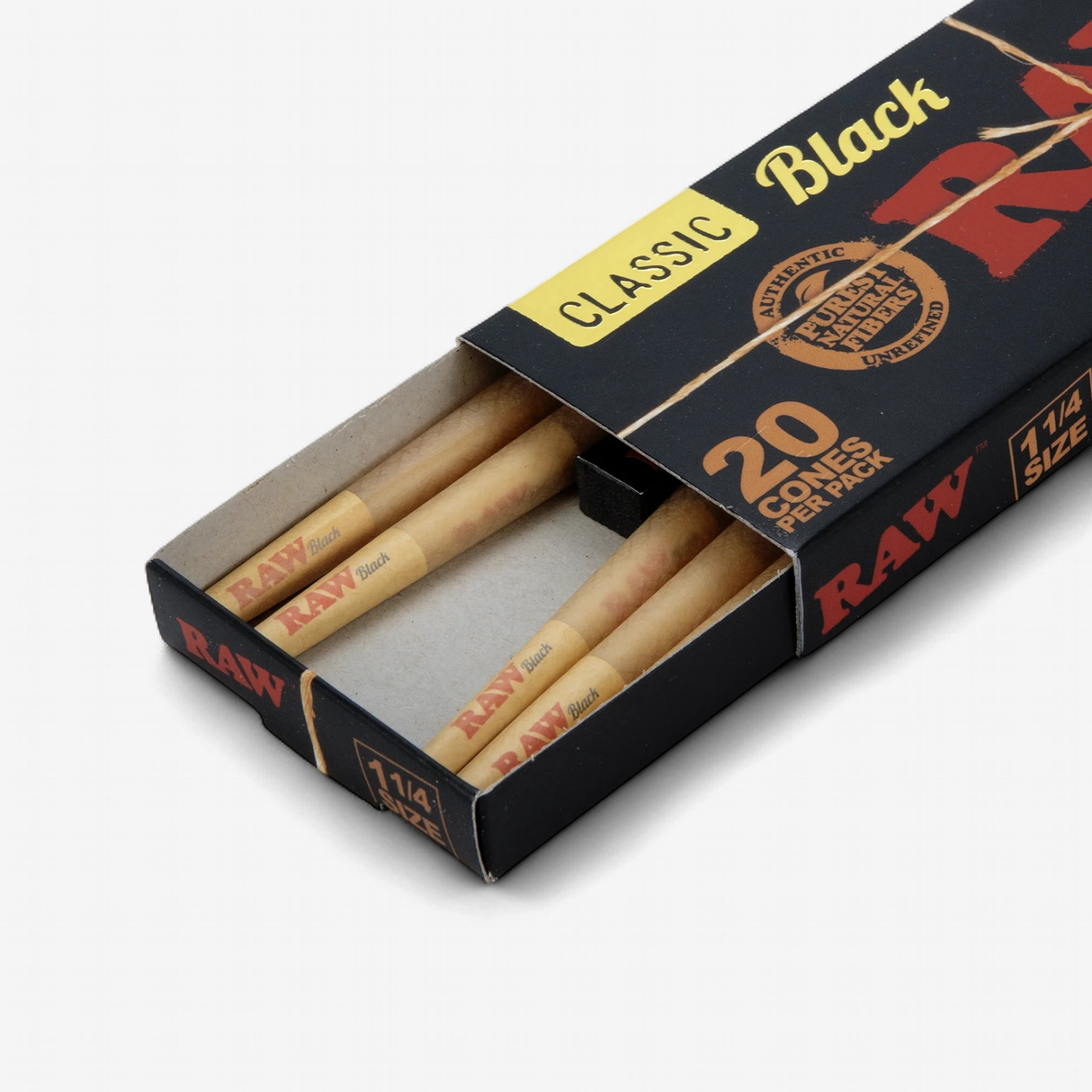 Raw Black Cones 1 1/4" 20 Pack